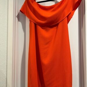 Charles Henry Off the Shoulder Orange Dress